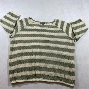 rOZ & Ali sweater Top lightweight 3X Sage Green Crochet Sweater 3/4 Slee…